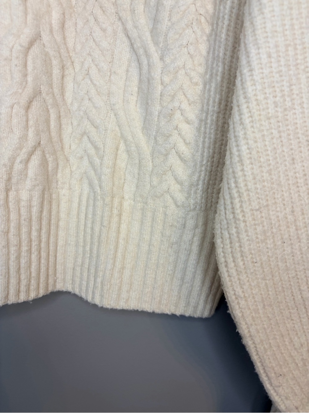 Express Women’s Cream Cable Knit Sweater with Cutouts, Size Medium. - Picture 5 of 8
